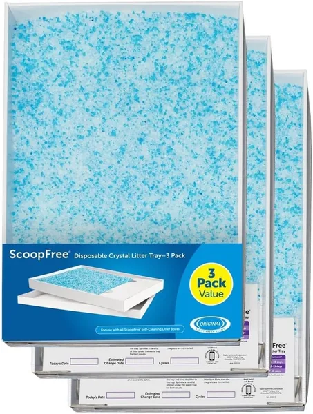 PetSafe ScoopFree Premium Self-Cleaning Cat Litter Box Tray Refills - Disposable - Non-Clumping Crystal Litter - 3-Pack