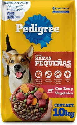 Pedigree - Croquetas para Perro 10 kg, con Carne y Vegetales, para Razas Pequeñas y Minis, con Proteína, Fibra y Antioxidantes