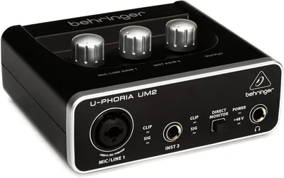 Behringer UM2 U-PHORIA Audio Interface 2x2 USB 2.0 Noir, 1 canal - Meilleure offre