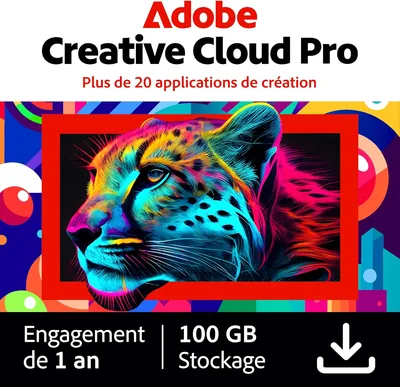 Adobe Creative Cloud Pro | Logiciel Créatif avec IA | 1 an | Téléchargement