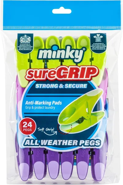 Minky SureGrip Pegs Assorted color Pack of 24
