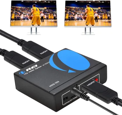 OREI 4K HDMI Splitter 1-to-2  Ultra HD 30Hz 1x2V, HDCP 1.4, Powers HDMI 3D Full HD 1080P for Xbox, PS4 - 98% Off