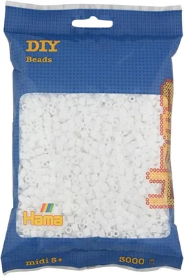 Hama Pearl Bag | 3000 Midi Fusbälar | Mosaik Dekoration för Kreativa Barn från 5 År | White - Best Deal