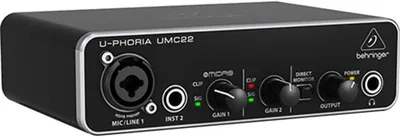 Behringer UMC22 Interfaz de Audio USB 2x2, 48 kHz, con Preamp Midas para Micrófonos e Instrumentos - 6% Descuento