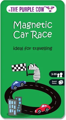 Purple Cow Magnetic Travel Car Race Game - Quiet Fun for Kids & Adults