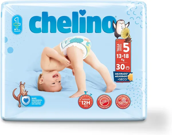 Chelino Baby Diapers Size 5 (13-18 kg), 30 Count (Pack of 1)
