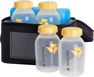 Medela Breast Milk Cooler & Transport Set - 5oz Bottles, Ice Pack, Carrier Bag - Best Deal