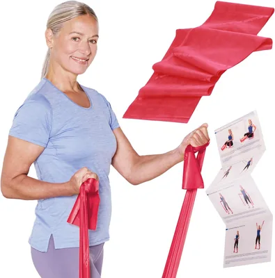TheraBand 2,50 m in PE-Beutel mit Anleitung | Fitnessband | Gymnastikband | Dehnband für Ganzkörpertraining | Resistenzband