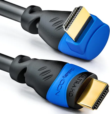 deleyCON 5m Kabel HDMI Kątowy (Kąt 90°) - UHD 4K HDR 1080p 2160p EARC - do TV, Soundbara, Monitora, 