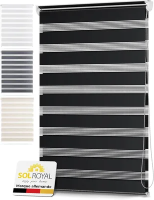 Rideau roulant Sol Royal DL2 - Jour/Nuit sans perçage - Noir - 80 x 150 cm - Sans rideaux intérieurs