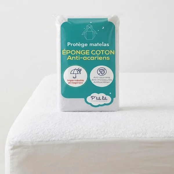 P'tit Lit - Protecteur de Matelas Bébé 60 x 120 cm - Imperméable - Anti-Acariens - 100% Coton Terry - 23% Off