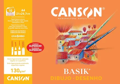 Canson Basik A4 130g Natural White Sheets, 10 Hojas