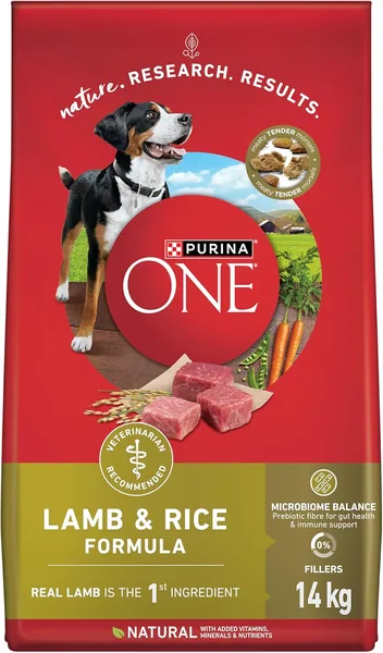 Purina ONE Dry Dog Food Microbiome Balance Lamb & Rice - 14 kg Bag (1 Pack)