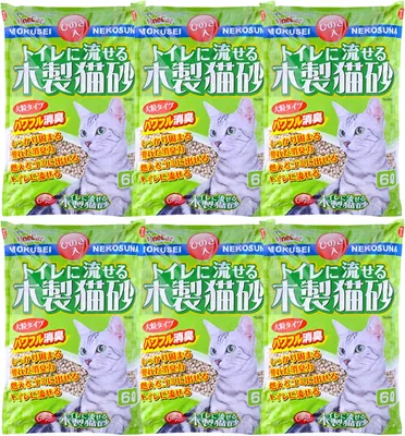 木製猫用砂 6L ~ 6個セット ヒットチ化学安全認証 21%オフ