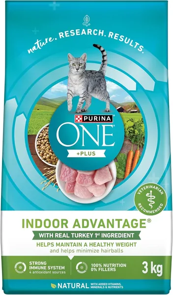 Purina ONE +Plus Dry Cat Food Indoor Advantage Turkey - 3 kg