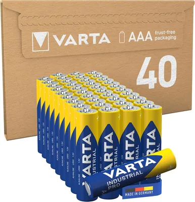 Baterías VARTA AAA, Pack de 40, Pro Industrial, Baterías Alcalinas, 1.5V, Estuche de Almacenamiento Ecológico, Hechas en Alemania - 35% de Descuento
