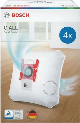 Bosch 4x vacuum cleaner bags PowerProtect type G ALL, BBZ41FGALL, 99.9% fine dust filtration, 50% längre tidsspann, passar för