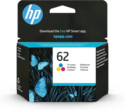 Cartouche d'encre HP 62 Trois Couleurs, compatible avec Envy 5540, 5640, etc. - 165 pages