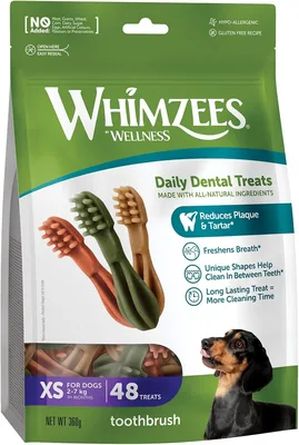 Whimzees WHZ301 Toothbrush Dental Chews for Small Dogs - 48 Pieces