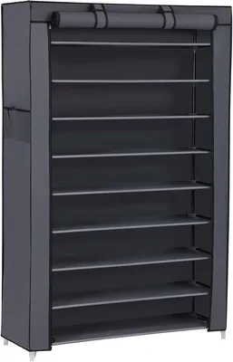 SONGMICS RXJ36G Scaffale per Scarpe, 10 Ripiani, Ingresso, Grigio con Copertura in Tessuto, Design Slim, Struttura in Metallo | RYLAN - 16% di Sconto