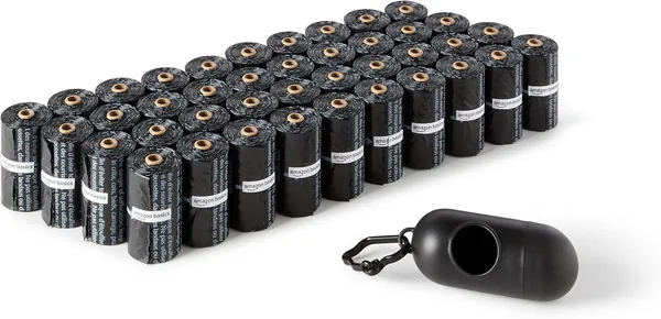 Amazon Basics Dog Waste Bags with Dispenser and Leash Clip, Unscented, 600 Bags (40 Packs of 15 Bags)