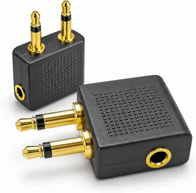 Gold Plated Flight Headphone Adapters (2 Pack)