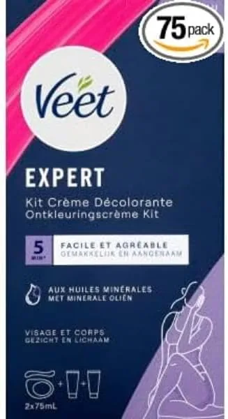 Veet - Crème de Décoloration Visage et Corps - 2 Bouteilles de 75 ml (25% Off)
