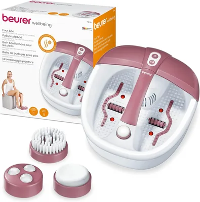 Beurer FB 35 Foot Bubble Bath med vibrering & bubblemassage, inkl. 3 ersettbara pedicure-accesuarer, med vattenisolerande