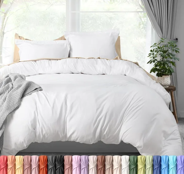Utopia Bedding Duvet Cover Queen Size Set with Pillow Shams - Comforter Cover with Zipper Closure, 90X90 Inches & Pillow Shams 20X26 Inches (White)