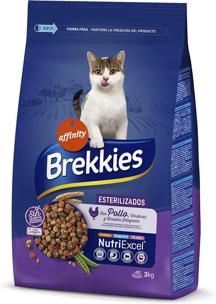 Comida para Gatos Brekkies Esterilizada con Pollo y Verduras - 3000g