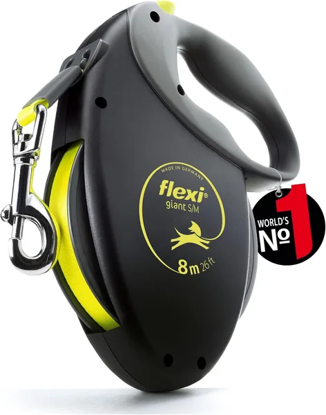 Flexi Giant Belt, Geen hondenkalender, Zwart/Neon Geel - Beste Deal