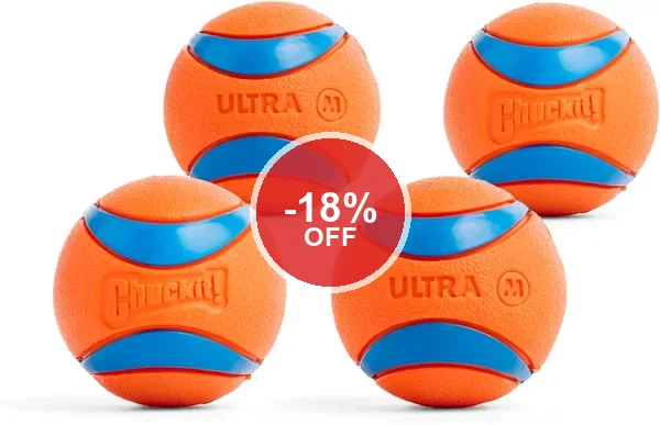 Chuckit! Ultra Ball Speelbal voor Honden, Medium (6.3 cm), Set van 4, voor Rassen 9-27 kg - 18% Korting