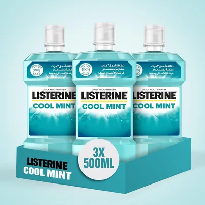Listerine Cool Mint Mouthwash 500ml - Kills 99% Germs | 50% Off