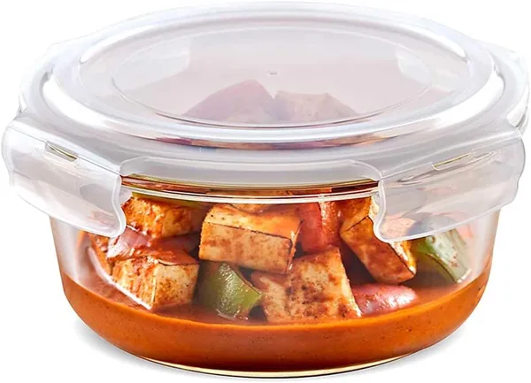 BOROSIL KLIP-N-STORE ROUND GLASS STORAGE CONTAINER WITH AIR TIGHT LID FOOD STORAGE CONTAINER