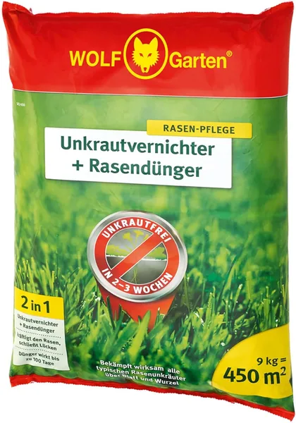 WOLF-Garten 2-in-1 Weed Killer plus Lawn Fertiliser SQ 450