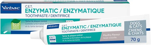 Virbac C.E.T. Enzymatic Toothpaste| Tartar & Plaque Control for Fresh Breath | Pet Dental Care Toothpaste | Poultry Flavor, 2.5 oz