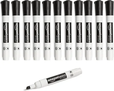 Amazon Basics Low-Odor Dry Erase Markers - Chisel Tip - 12 Pack (Black) Best Deal