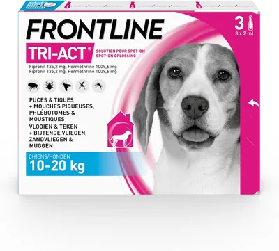 Frontline Tri-Act pour Chiens de Taille Moyenne - Réduction 85% : Traitement Rapide contre les Parasites