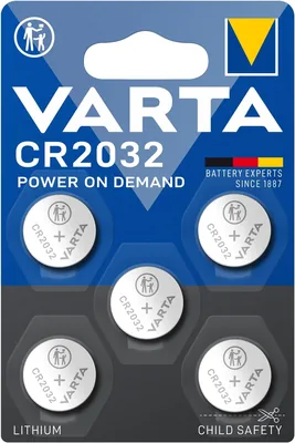 Batteries VARTA CR2032, Pack de 5, Alimentation sur Demande, Lithium, 3V, Emballage Sécurisé pour Enfants, pour Petits Électroniques - Auto