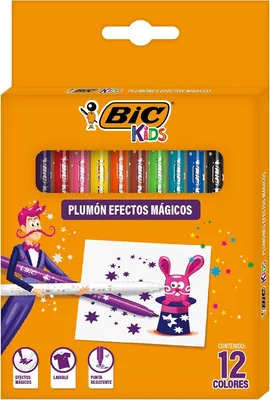 BIC, Plumones Mágicos de Colores, Plumón Lavable, BIC Kids, Surtido de colores, 12 piezas