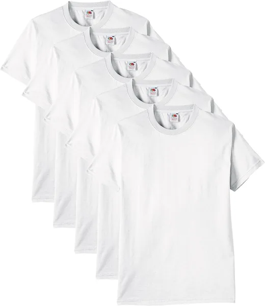 Fruit of the Loom Men's T-Shirt, Heavy Cotton, M, L, XL, XXL, 3XL, Various Colour Sets, Pack of 5