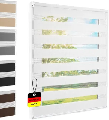 Klemmfix Doppelrollos, bohrfrei, weiß, 90 x 140 cm (Stoffbreite 86 cm)