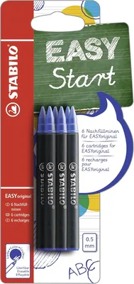 Stabilo - EASYoriginal, 6 Refills pour Stylo à bille ergonomique, encre effaçable bleue, 0.5 mm
