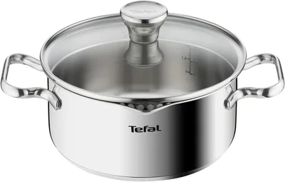 Tefal Duetto A70542 koekenpan 20 cm, RVS 18/10, met afmetingsschaal, afvoerkap, geschikt voor alle warmtebronnen