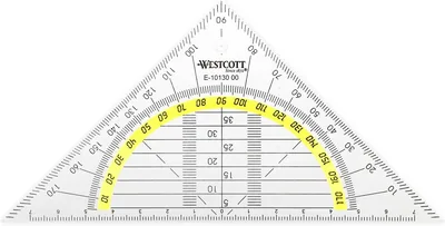 Westcott Geodesics 14 cm - Géodésiques en plastique transparent avec échelle jaune - Échelle technique & Protractor pour École, Univers