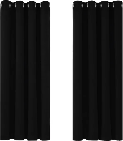 Deconovo Blackout Curtains Bedroom Super Soft Thermal Insulated Eyelet Blackout Curtains for Living Room 46 x 54 Inch Black 2 Panels