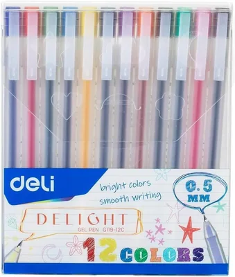Deli Colored Gel Pen 12-Piece Set, 0.5 mm