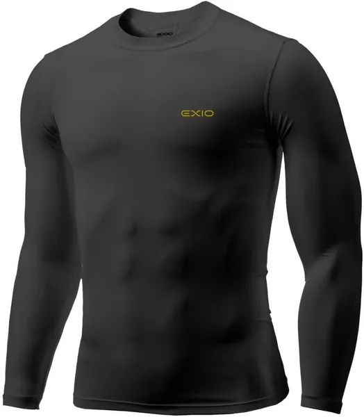 EXIO All-Season High-Performance Cooling Compression Wear Cool Neck Undershirt Round Neck Sweat Absorbent Quick-Drying Long Sleeve R01