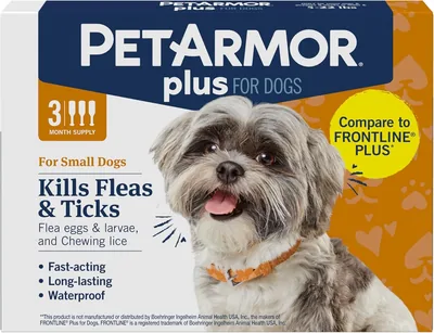 PetArmor Plus Flea and Tick Prevention for Dogs, Small Dog Flea and Tick Treatment, 3 Doses, Waterpr
