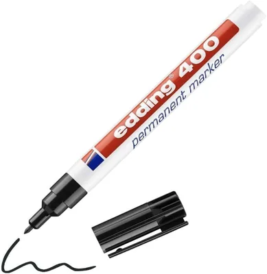 Marque Edding 400 Stylo à encre permanente - Noir - 1 stylo - Tip rond fin 1 mm - Rapide séchage, résistant à l'eau et à l'abrasion - pour carte